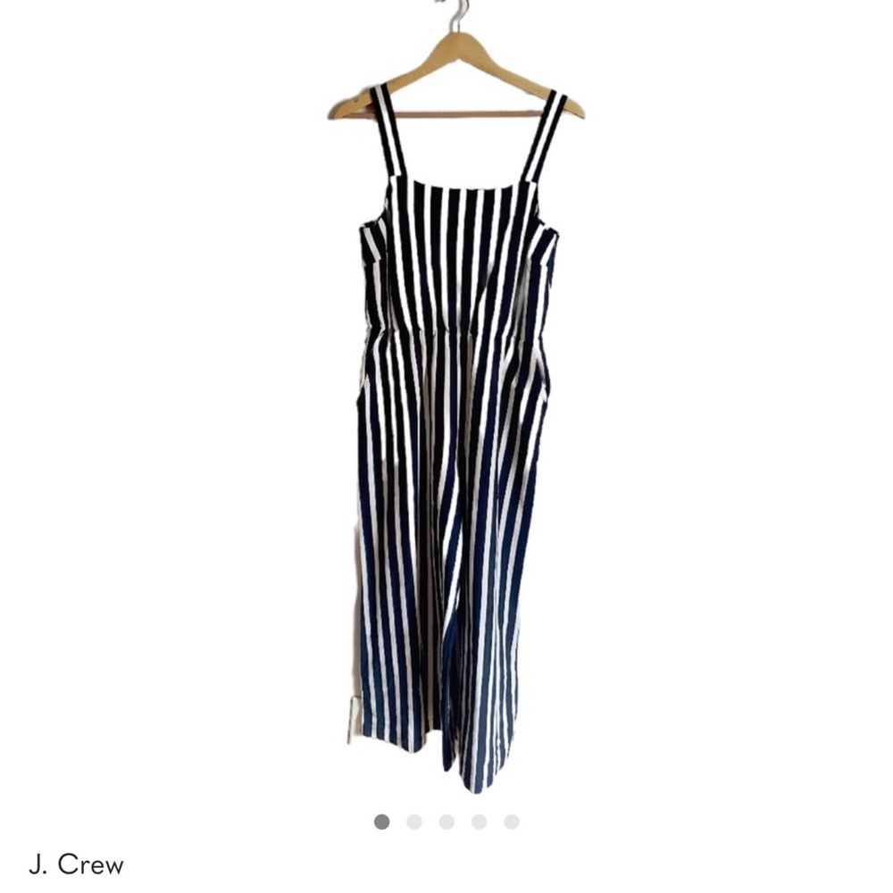 J. Crew Navy and White Vertical Stripe Midi Dress